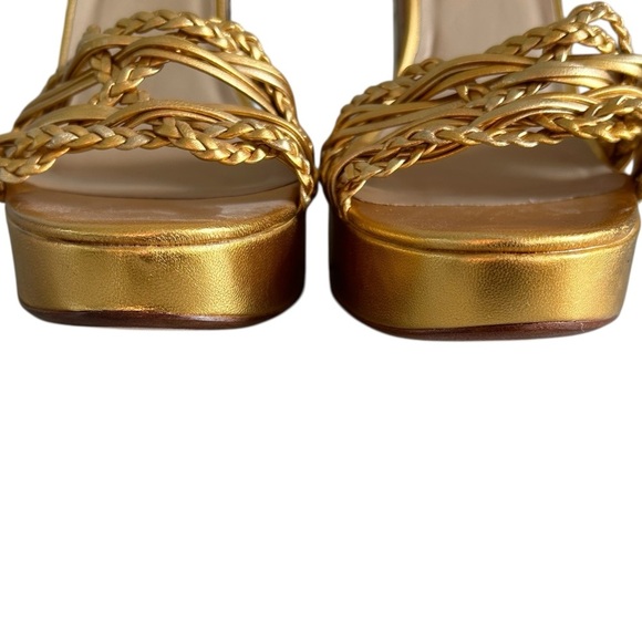 Anne Klein New York Cork and  Gold Braided Women's Sandals Sz 10 - Picture 2 of 11